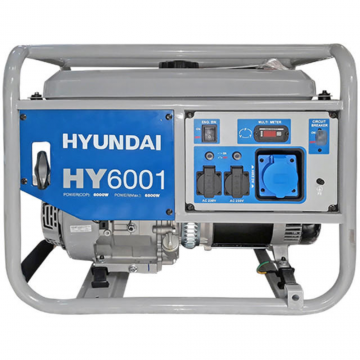 Generator curent electric monofazic Hyundai HY6001, 6 kW, 2 x 230V / 16A + 1 x 230V / 32 A , capacitate rezervor 25 l