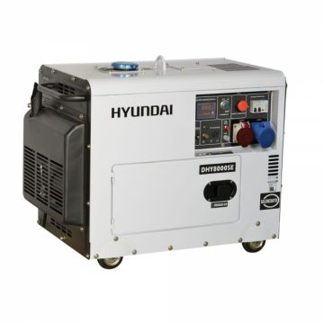 Generator de curent trifazat cu motor diesel Hyundai DHY8600SE-T, Insonorizat,12CP, 498CMC, 12L