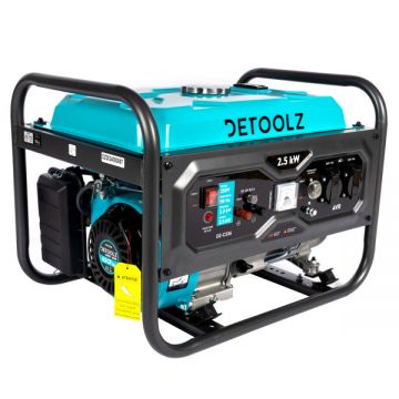 Generator Detoolz 2.5kW, 2 Prize, 230V Benzina, 4T, Pornire Manuala 15L Fara Roti G01