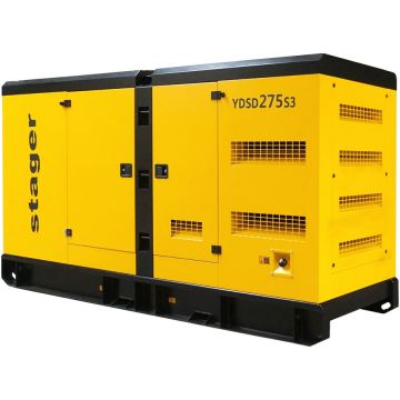 Generator Insonorizat Diesel Trifazat 275kVA 361A 1500Rpm Galben