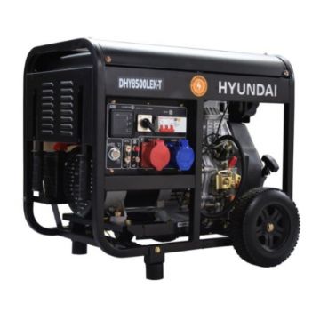 Generator de curent portabil trifazic, diesel, 7.5 kW - Hyundai DHY8500LEK-T